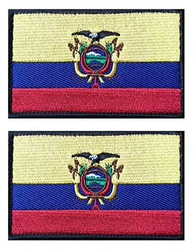2 PCS AliPlus Ecuador Flag Patches Embroidered Tactical Military Morale Patch Applique Fastener Hook and Loop 