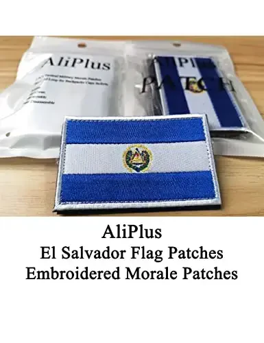 2 PCS AliPlus EI Salvador Flag Patches Embroidered Tactical Military Morale Patch Applique Fastener Hook and Loop - 2
