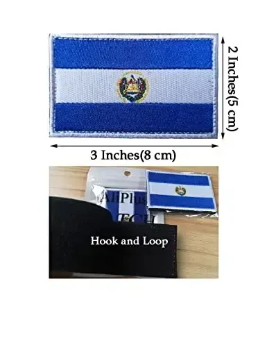 2 PCS AliPlus EI Salvador Flag Patches Embroidered Tactical Military Morale Patch Applique Fastener Hook and Loop - 3
