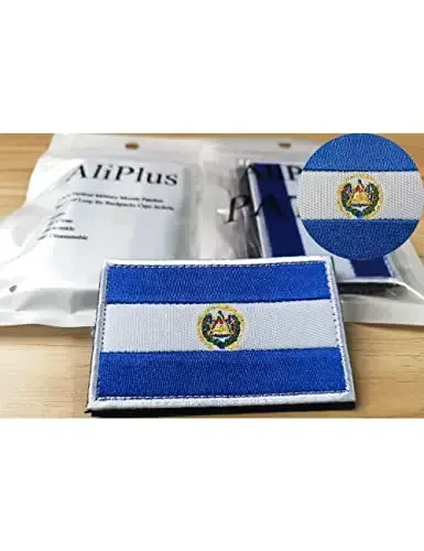 2 PCS AliPlus EI Salvador Flag Patches Embroidered Tactical Military Morale Patch Applique Fastener Hook and Loop - 6