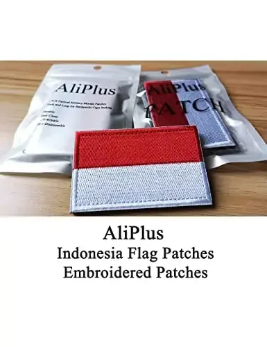 2 PCS AliPlus Indonesia Flag Patches Embroidered Tactical Military Morale Patch Applique Fastener Hook and Loop - ALIPLUS (1)