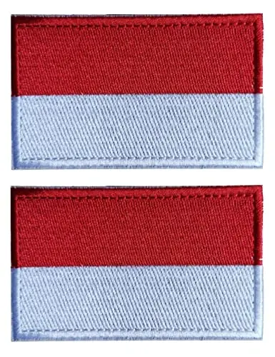 2 PCS AliPlus Indonesia Flag Patches Embroidered Tactical Military Morale Patch Applique Fastener Hook and Loop - ALIPLUS