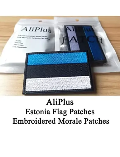 2 PCS AliPlus Estonia Flag Patches Embroidered Tactical Military Patch Morale Patch Applique Fastener Hook and Loop - 2