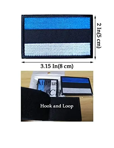 2 PCS AliPlus Estonia Flag Patches Embroidered Tactical Military Patch Morale Patch Applique Fastener Hook and Loop - 3