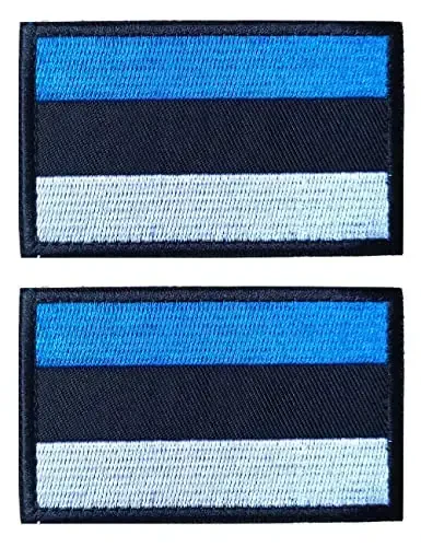 2 PCS AliPlus Estonia Flag Patches Embroidered Tactical Military Patch Morale Patch Applique Fastener Hook and Loop 