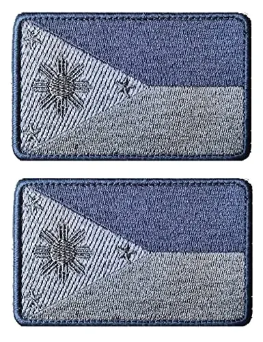 2 PCS AliPlus Philippines Flag Patches Embroidered Tactical Military Morale Patch Applique Fastener Hook and Loop(Khaki) - 1