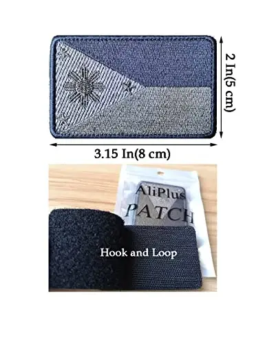 2 PCS AliPlus Philippines Flag Patches Embroidered Tactical Military Morale Patch Applique Fastener Hook and Loop(Khaki) - 3