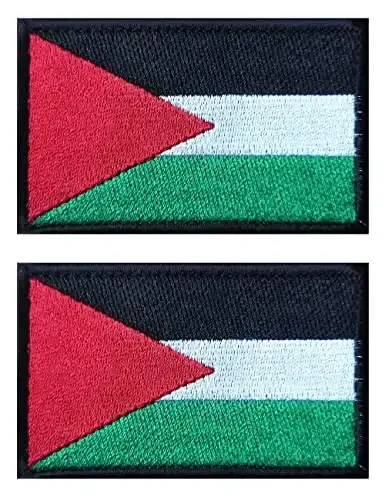 2 PCS AliPlus Palestine Flag Patches Embroidered Tactical Military Morale Patch Applique Fastener Hook and Loop - ALIPLUS