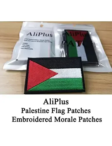 2 PCS AliPlus Palestine Flag Patches Embroidered Tactical Military Morale Patch Applique Fastener Hook and Loop - ALIPLUS (1)