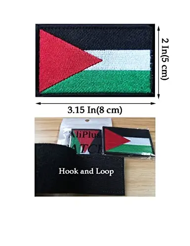 2 PCS AliPlus Palestine Flag Patches Embroidered Tactical Military Morale Patch Applique Fastener Hook and Loop - 3