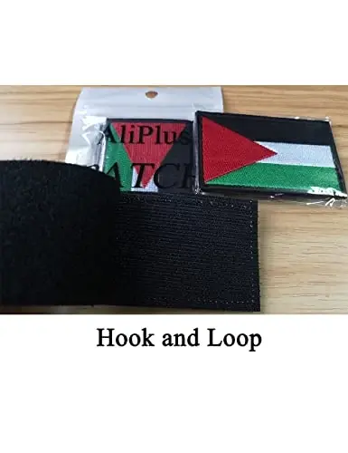 2 PCS AliPlus Palestine Flag Patches Embroidered Tactical Military Morale Patch Applique Fastener Hook and Loop - 5
