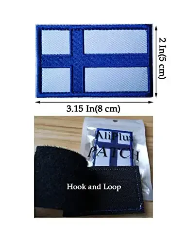 2 PCS AliPlus Finland Flag Patches Embroidered Tactical Military Morale Patch Applique Fastener Hook and Loop - 3