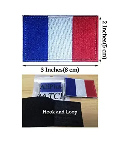 2 PCS AliPlus France Flag Patches Embroidered Tactical Military Morale Patch Applique Fastener Hook and Loop - 3