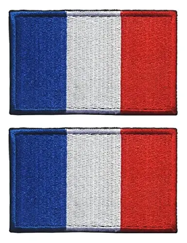 2 PCS AliPlus France Flag Patches Embroidered Tactical Military Morale Patch Applique Fastener Hook and Loop - ALIPLUS