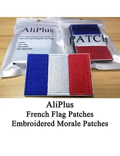 2 PCS AliPlus France Flag Patches Embroidered Tactical Military Morale Patch Applique Fastener Hook and Loop - ALIPLUS (1)
