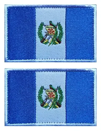 2 PCS AliPlus Guatemala Flag Patches Embroidered Tactical Military Morale Patch Applique Fastener Hook and Loop - 1