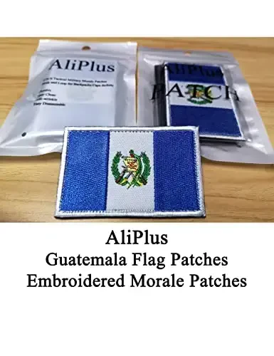 2 PCS AliPlus Guatemala Flag Patches Embroidered Tactical Military Morale Patch Applique Fastener Hook and Loop - 2