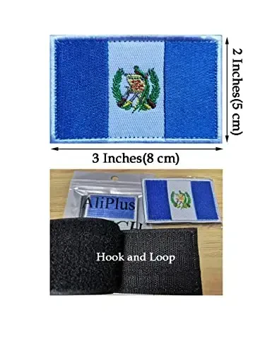 2 PCS AliPlus Guatemala Flag Patches Embroidered Tactical Military Morale Patch Applique Fastener Hook and Loop - 3