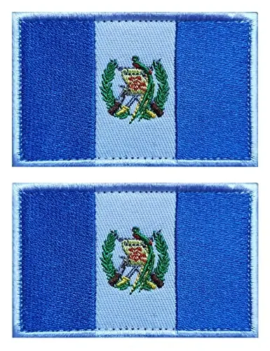 2 PCS AliPlus Guatemala Flag Patches Embroidered Tactical Military Morale Patch Applique Fastener Hook and Loop - 1