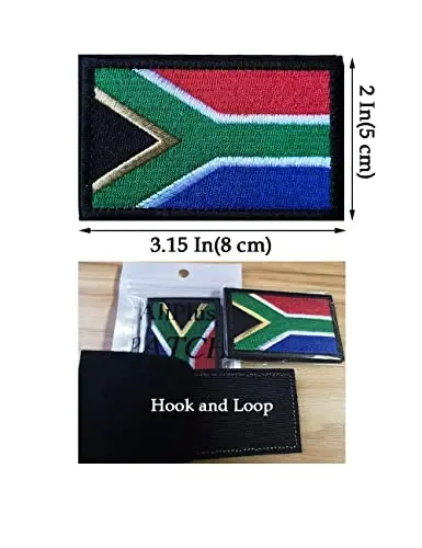 2 PCS AliPlus South Africa Flag Patches Embroidered Tactical Military Morale Patch Applique Fastener Hook and Loop - 3
