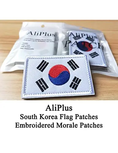 2 PCS AliPlus South Korea Flag Patches Embroidered Tactical Military Morale Patch Applique Fastener Hook and Loop - 2