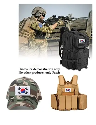 2 PCS AliPlus South Korea Flag Patches Embroidered Tactical Military Morale Patch Applique Fastener Hook and Loop - 4