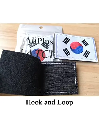 2 PCS AliPlus South Korea Flag Patches Embroidered Tactical Military Morale Patch Applique Fastener Hook and Loop - 5