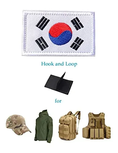 2 PCS AliPlus South Korea Flag Patches Embroidered Tactical Military Morale Patch Applique Fastener Hook and Loop - 6