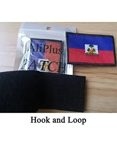 2 PCS AliPlus Haiti Flag Patches Embroidered Tactical Military Morale Patch Applique Fastener Hook and Loop - 5