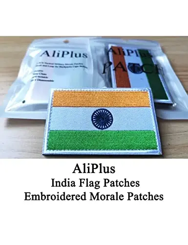 2 PCS AliPlus India Flag Patches Embroidered Tactical Military Morale Patch Applique Fastener Hook and Loop - 2