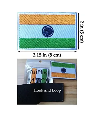 2 PCS AliPlus India Flag Patches Embroidered Tactical Military Morale Patch Applique Fastener Hook and Loop - 3