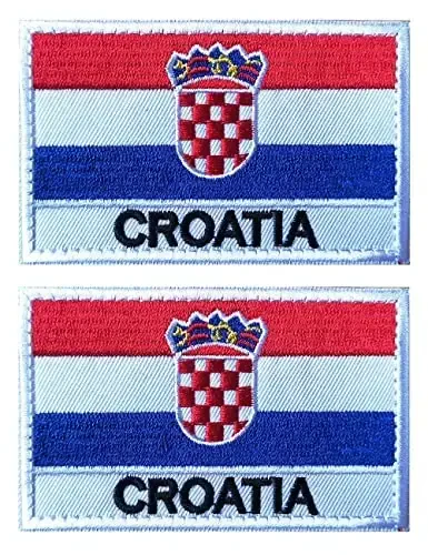 2 PCS AliPlus Croatia Flag Patches Embroidered Tactical Military Morale Patch Applique Fastener Hook and Loop 