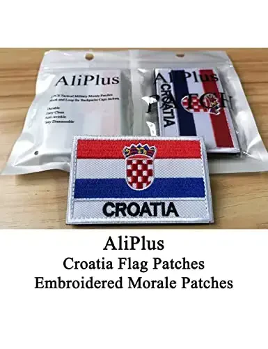 2 PCS AliPlus Croatia Flag Patches Embroidered Tactical Military Morale Patch Applique Fastener Hook and Loop - 2