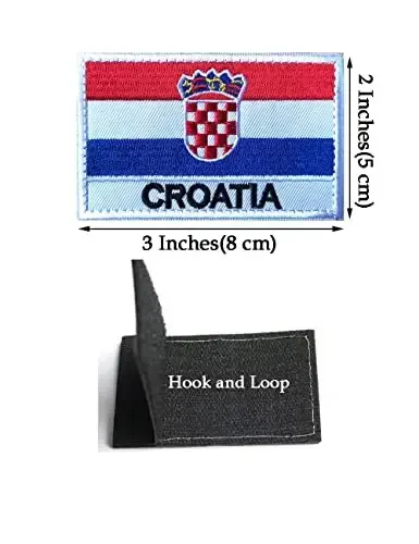2 PCS AliPlus Croatia Flag Patches Embroidered Tactical Military Morale Patch Applique Fastener Hook and Loop - 3