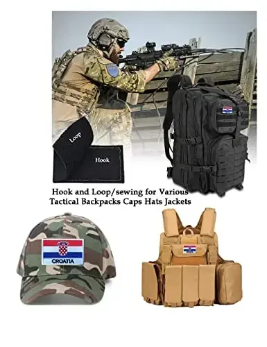 2 PCS AliPlus Croatia Flag Patches Embroidered Tactical Military Morale Patch Applique Fastener Hook and Loop - 4