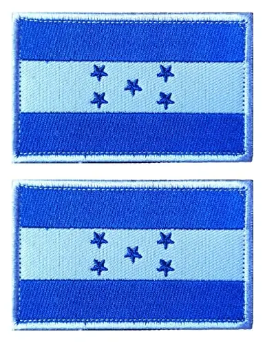 2 PCS AliPlus Honduras Flag Patches Embroidered Tactical Military Morale Patch Applique Fastener Hook and Loop - 1