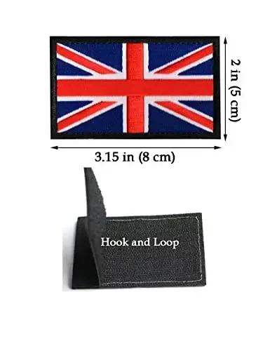 2 PCS AliPlus British Flag Patches UK United Kingdom Flag Patch Embroidered Morale Patch Applique Fastener Hook and Loop(Black Border) - ALIPLUS (1)