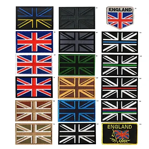 2 PCS AliPlus British Flag Patches UK United Kingdom Flag Patch Embroidered Morale Patch Applique Fastener Hook and Loop(Black Border) - 4