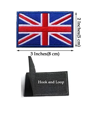 2 PCS AliPlus UK United Kingdom Flag Patches Embroidered Tactical Military Morale Patch Applique Fastener Hook and Loop - 3
