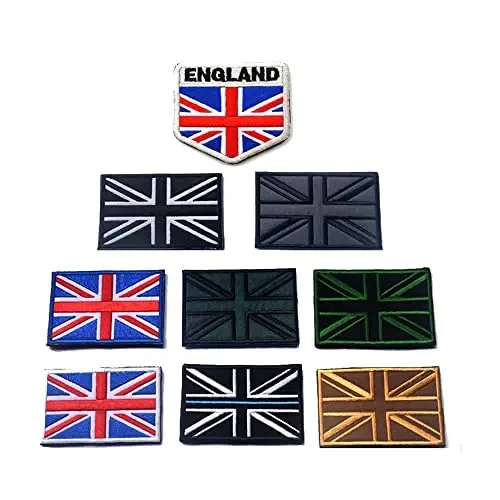 2 PCS AliPlus UK United Kingdom Flag Patches Embroidered Tactical Military Morale Patch Applique Fastener Hook and Loop(Black White) - 4