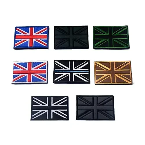 2 PCS AliPlus UK United Kingdom Flag Patches Embroidered Tactical Military Morale Patch Applique Fastener Hook and Loop(Black White) - 8