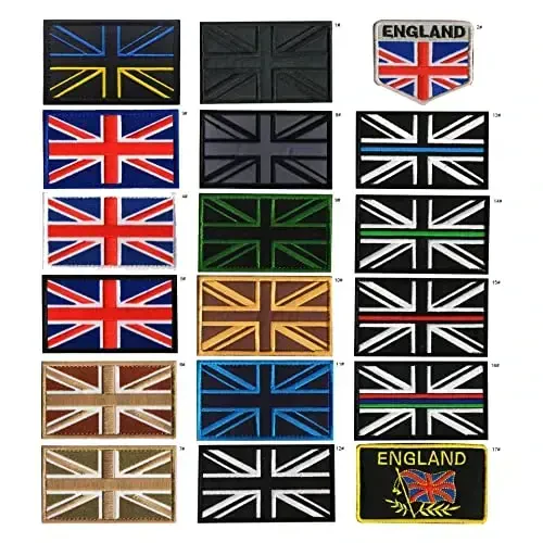 2 PCS AliPlus UK United Kingdom Flag Patches Embroidered Tactical Military Morale Patch Applique Fastener Hook and Loop(Black White) - 7
