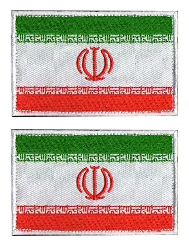 2 PCS AliPlus Iran Flag Patches Embroidered Tactical Military Morale Patch Applique Fastener Hook and Loop - 1