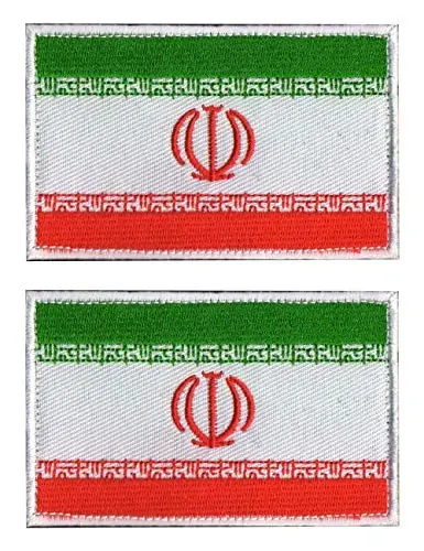 2 PCS AliPlus Iran Flag Patches Embroidered Tactical Military Morale Patch Applique Fastener Hook and Loop - 1