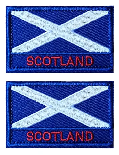 2 PCS AliPlus Scotland Flag Patches Embroidered Tactical Military Morale Patch Applique Fastener Hook and Loop 