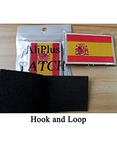 2 PCS AliPlus Spain Flag Patches Embroidered Tactical Military Morale Patch Applique Fastener Hook and Loop - 5