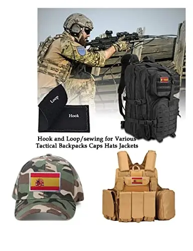 2 PCS AliPlus Spain Flag Patches Embroidered Tactical Military Morale Patch Applique Fastener Hook and Loop - 4