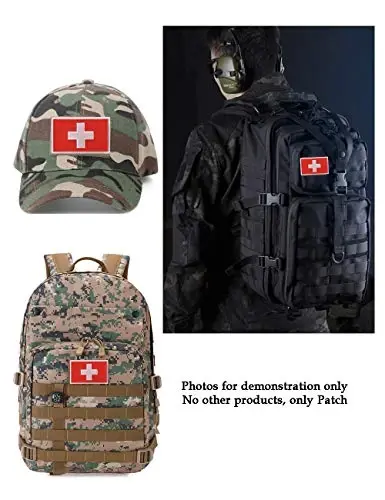 2 PCS AliPlus Swiss Flag Patches Embroidered Tactical Military Morale Patch Applique Fastener Hook and Loop - 4