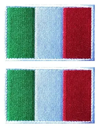 2 PCS AliPlus Italy Flag Patches Embroidered Tactical Military Morale Patch Applique Fastener Hook and Loop 