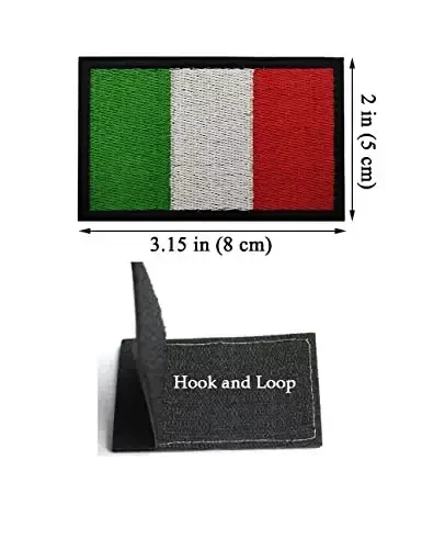 2 PCS AliPlus Italy Flag Patches Embroidered Tactical Military Morale Patch Applique Fastener Hook and Loop(Black Border) - 2